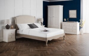 Camberley Limed Oak & Oatmeal Linen Fabric Bed Frame - 5ft King Size