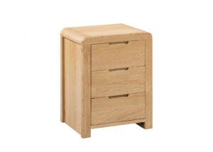 Caravele Natural Oak Bedside Table – 3 Drawer Storage