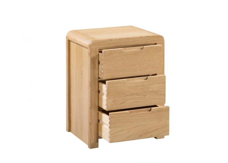 Caravele Natural Oak Bedside Table – 3 Drawer Storage - Image 2
