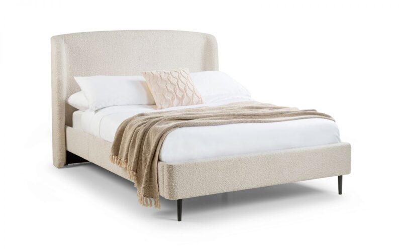 Edenhall Ivory Boucle Fabric Bed Frame - 4ft6 Double - Image 2