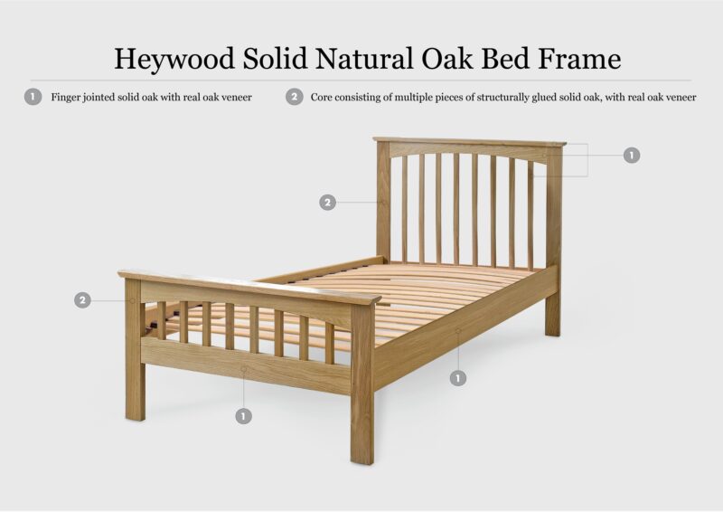 Caravele Solid Natural Oak Bed Frame – 3ft Single - Image 5