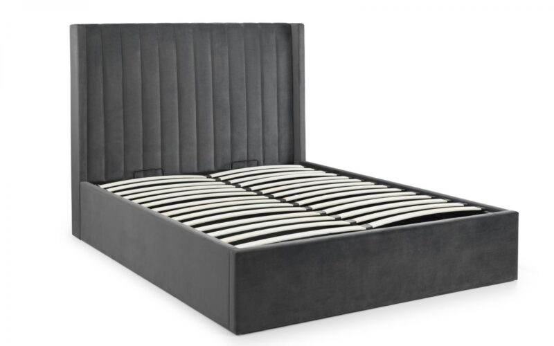 Caravele Velvet Fabric Ottoman Storage Bed Frame – 4ft6 Double - Image 4