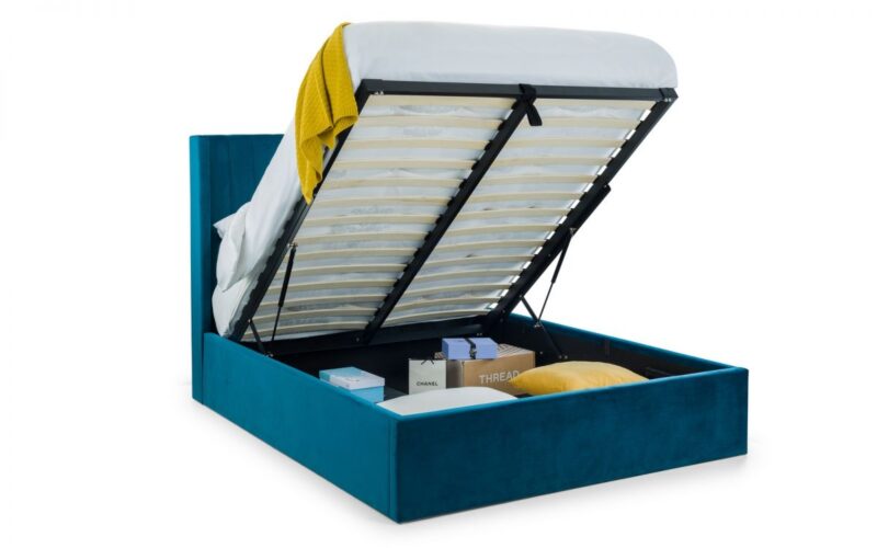 Caravele Velvet Fabric Ottoman Storage Bed Frame – 4ft6 Double - Image 12