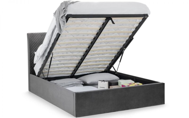 Sandringham Velvet Fabric Ottoman Storage Bed Frame - 4ft6 Double - Image 7