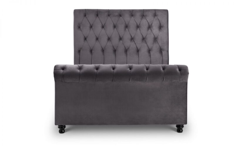 Valencia Velvet Fabric Sleigh Bed Frame - 4ft6 Double - Image 3